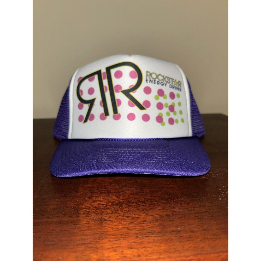Rockstar Energy Purple & White Dots Trucker Hat